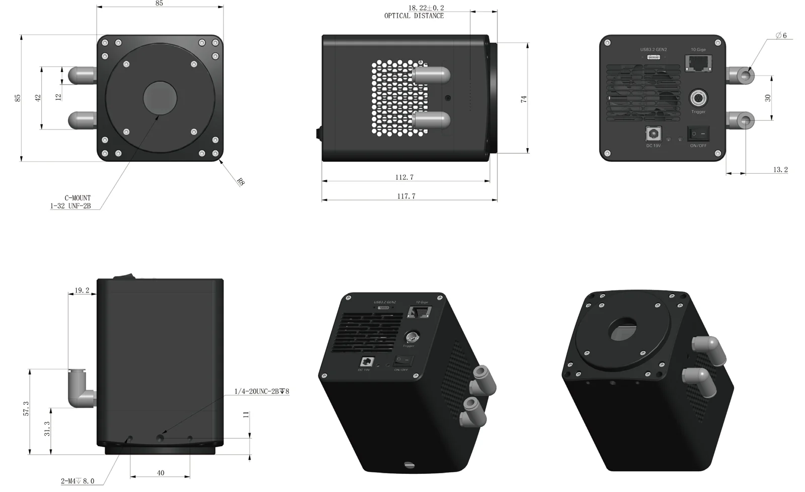 U10-10G water-cooled housing dimensions (mm)