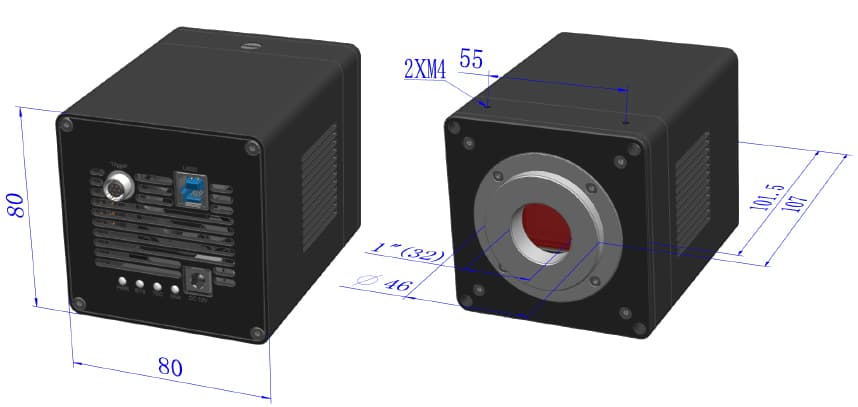 USB3 interface (cooled) outline dimensions