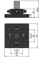 Four-way cuvette holder dimension drawing
