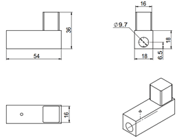 Raman cuvette holder dimension drawing