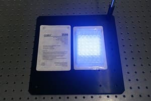 FH-01 fibre holder irradiating a petri dish