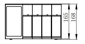 Multi-channel spectrometer dimension drawing, front view, 165 and 168 mm heights