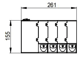 Multi-channel spectrometer dimension drawing, top view, 261 × 155 mm