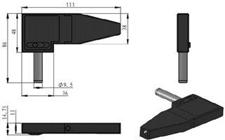 FPB-S probe dimension drawing, 111 × 48 × 14.75 mm