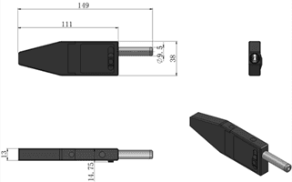Standard FPB probe dimension drawing, 111 × 38 × 14.75 mm