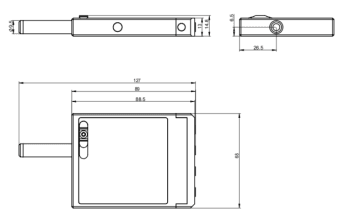 RPB-532/785 dual-wavelength Raman probe dimension drawing, 89 × 68 × 14.8 mm