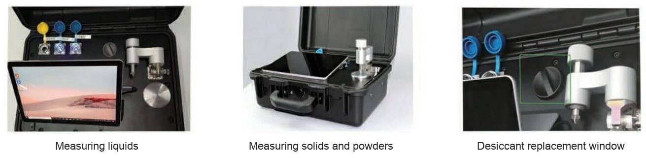 FI-RXMo100 portable FTIR measuring liquids and solids, and its desiccant replacement window