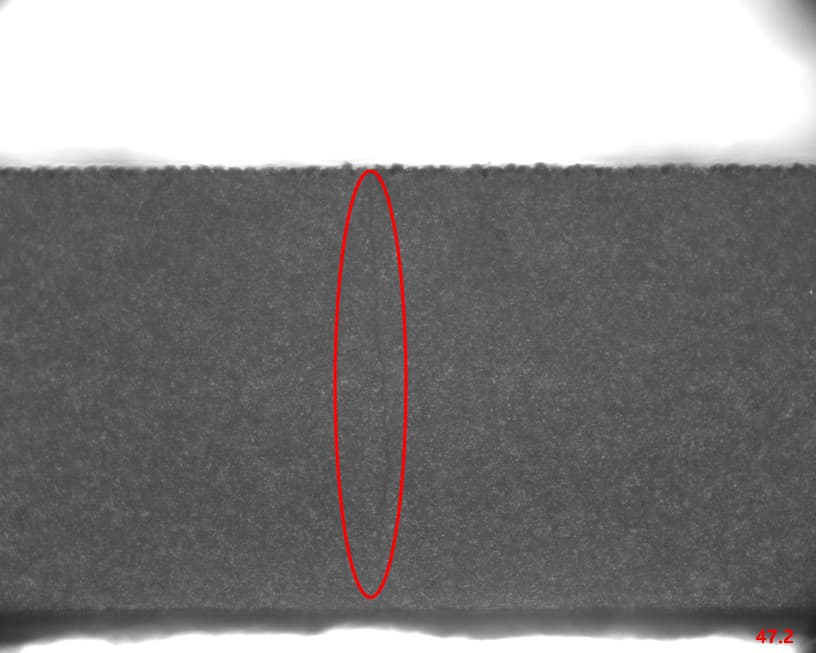 SWIR image of a narrow crack through a silicon sample