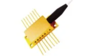 Gold butterfly laser diode package with two rows of pins and a fiber pigtail