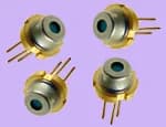Four metal TO-can laser diode packages with exposed electrical pins