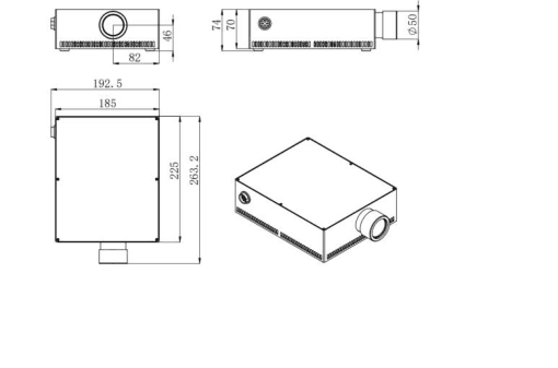 Mechanical outline and interface dimensions in millimeters; use the drawing for mounting.