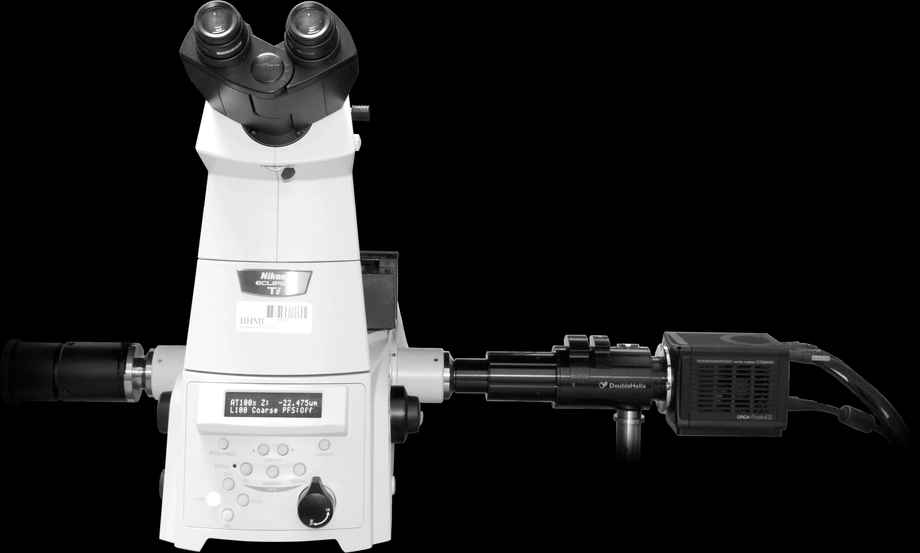 Double Helix Optics SPINDLE single-channel module connected to a microscope