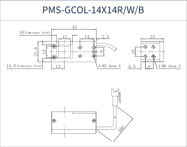 PMS-GCOL-14X14R/W/B dimension drawing (mm)