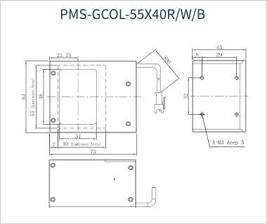 PMS-GCOL-55X40R/W/B dimension drawing (mm)