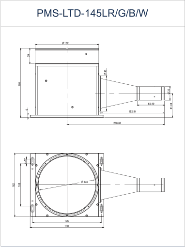 PMS-LTD-145LR/G/B/W dimension drawing (mm)