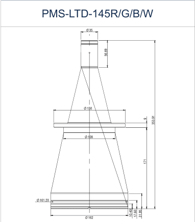 PMS-LTD-145R/G/B/W dimension drawing (mm)