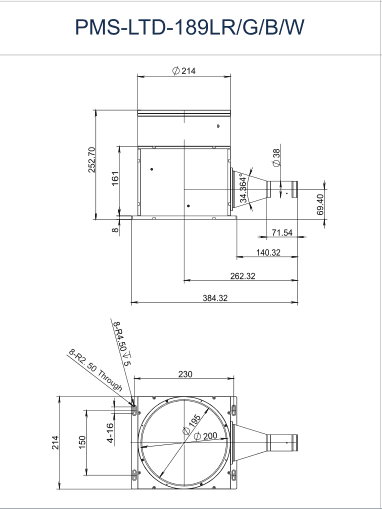 PMS-LTD-189LR/G/B/W dimension drawing (mm)