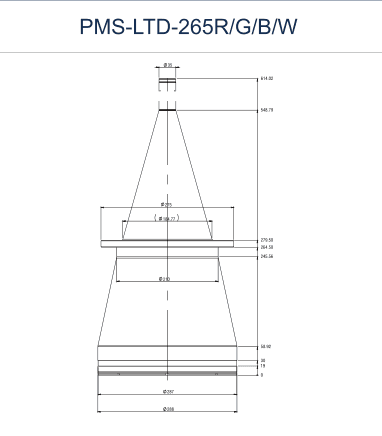PMS-LTD-265R/G/B/W dimension drawing (mm)