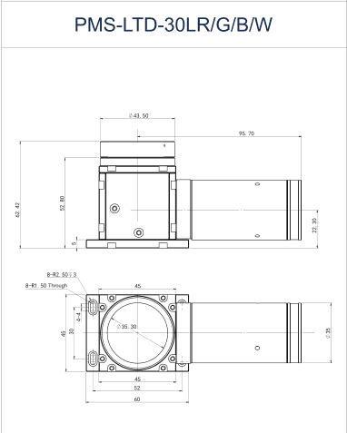 PMS-LTD-30LR/G/B/W dimension drawing (mm)