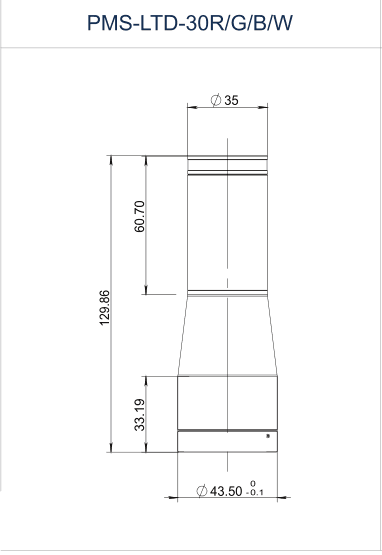 PMS-LTD-30R/G/B/W dimension drawing (mm)