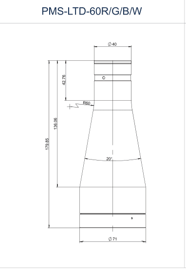 PMS-LTD-60R/G/B/W dimension drawing (mm)