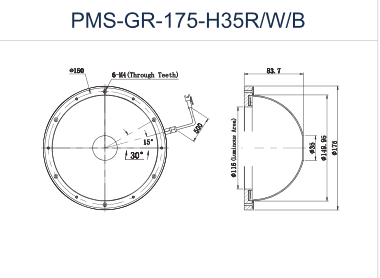 PMS-GR-175-H35R/W/B dimension drawing (mm)