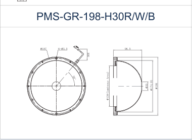 PMS-GR-198-H30R/W/B dimension drawing (mm)