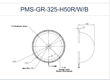 PMS-GR-325-H50R/W/B dimension drawing (mm)