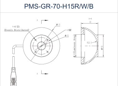 PMS-GR-70-H15R/W/B dimension drawing (mm)