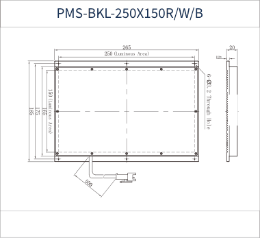 PMS-BKL-250X150R/W/B dimension drawing (mm)