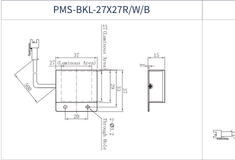 PMS-BKL-27X27R/W/B dimension drawing (mm)