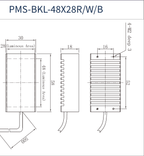 PMS-BKL-48X28R/W/B dimension drawing (mm)