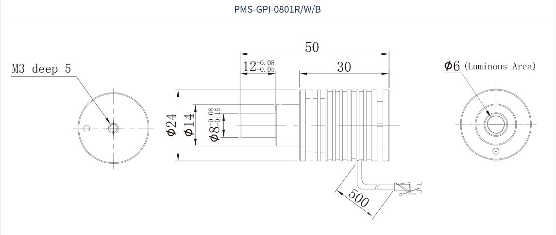 PMS-GPI-0801R/W/B dimension drawing (mm)