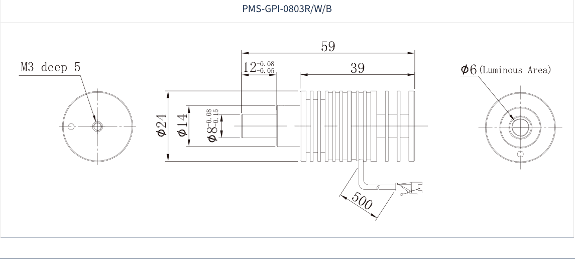 PMS-GPI-0803R/W/B dimension drawing (mm)