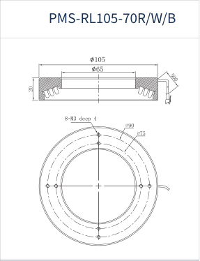 PMS-RL105-70R/W/B dimension drawing (mm)