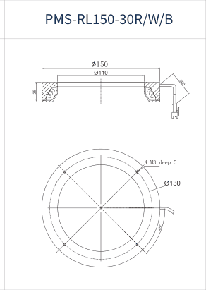 PMS-RL150-30R/W/B dimension drawing (mm)