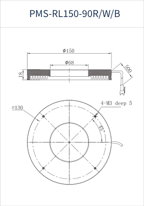PMS-RL150-90R/W/B dimension drawing (mm)