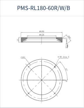 PMS-RL180-60R/W/B dimension drawing (mm)