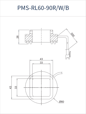 PMS-RL60-90R/W/B dimension drawing (mm)