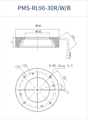 PMS-RL90-30R/W/B dimension drawing (mm)