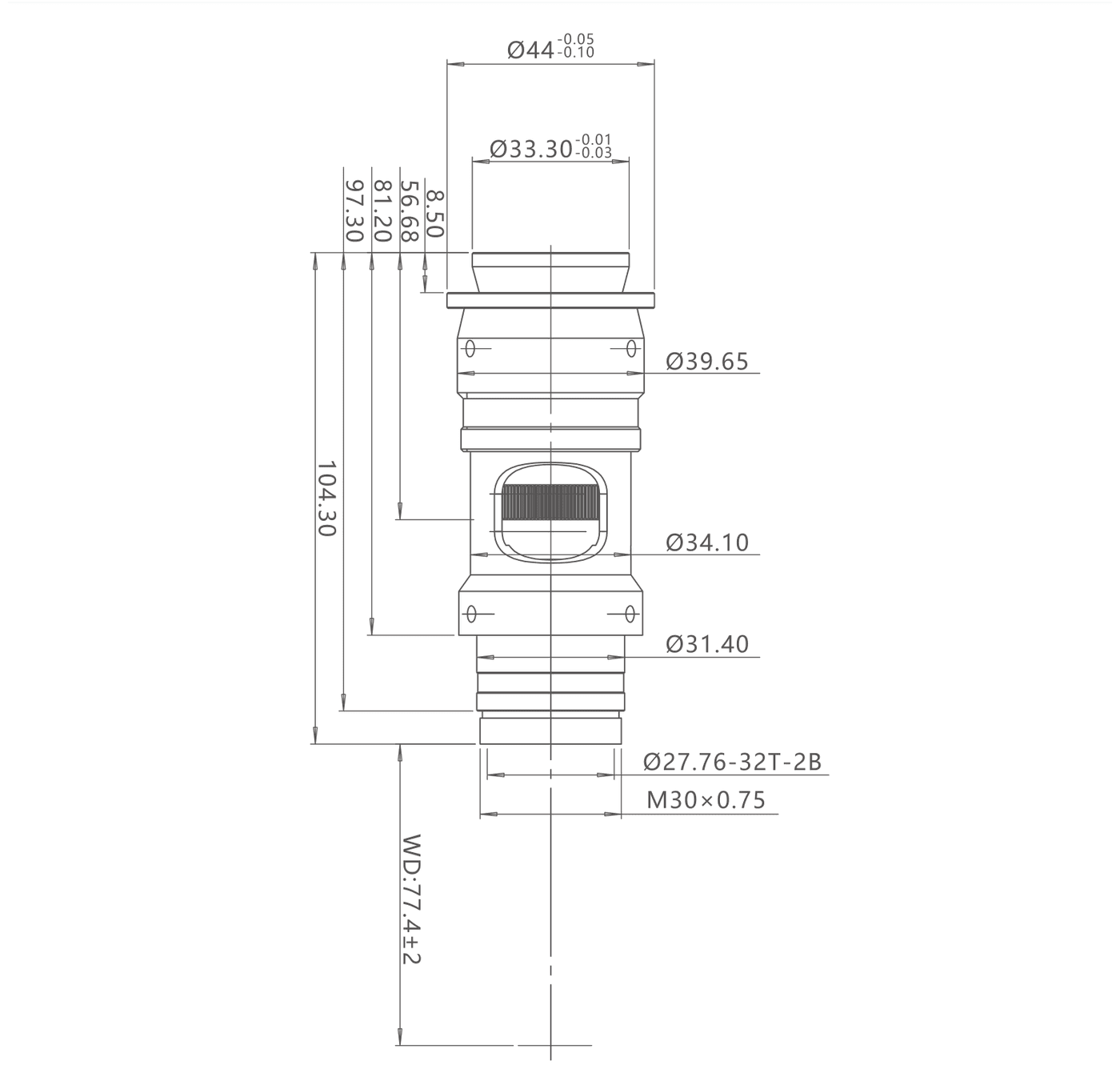 PMS-Z125C dimension drawing