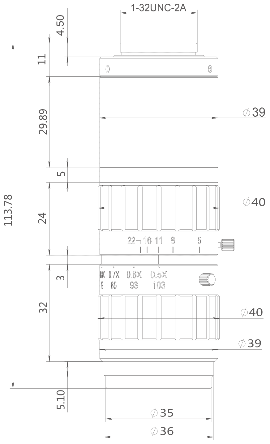 PMS-LZME-0510M dimension drawing